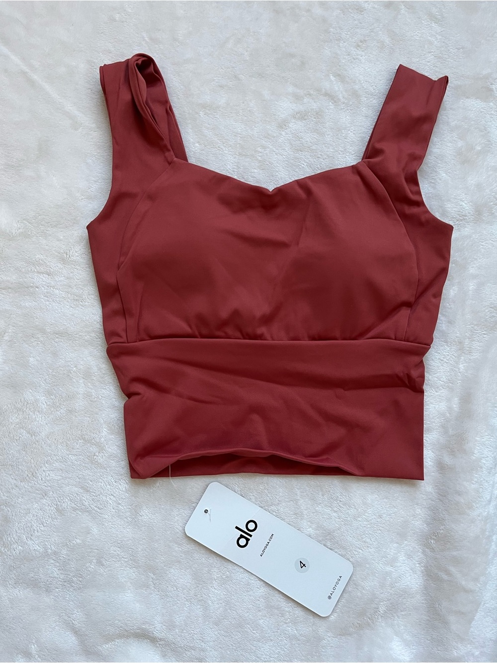 ALO Yoga Brick Red Square-Neck Crop Tank